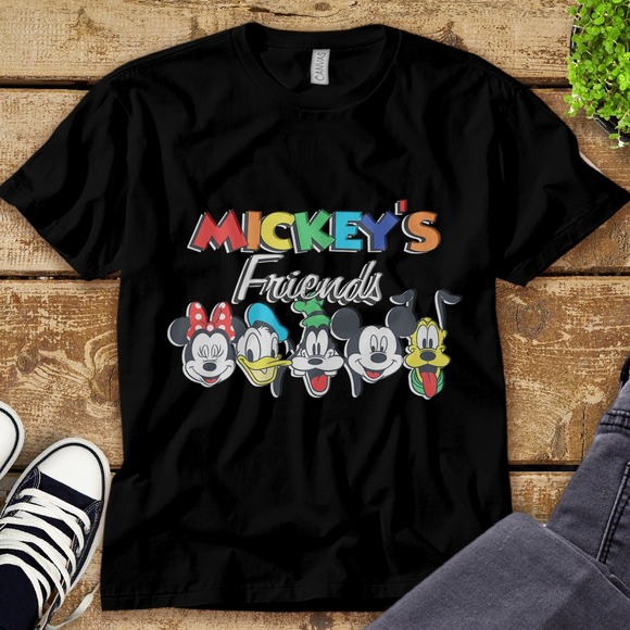 Disney Mickey's Friends Rainbow Unisex Tee Adult T-shirt Kid Shirt - Picture 1 of 2